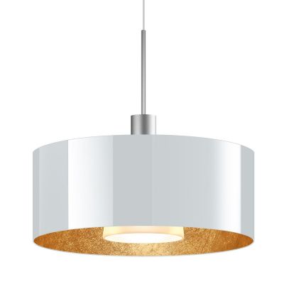 Cantara Glass 300 LED Pendant Lamp, Chrome - Shade white outside / gold inside Special Offer